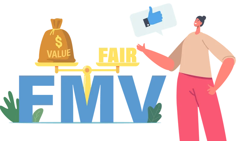 Scales Presenting Balance of Value and Fair on Market  Illustration