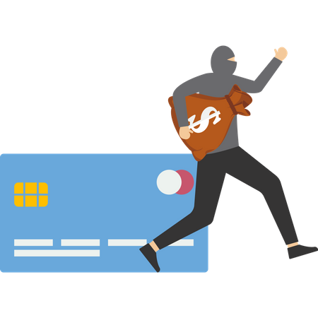 Scammer stealing money from account using stolen credit card  일러스트레이션
