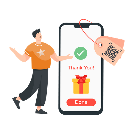 Scan and pay offer received gift Illustration
