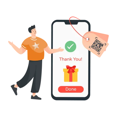 Scan and pay offer received gift  Illustration