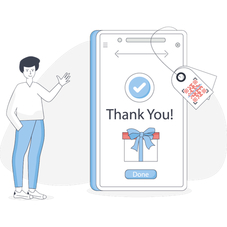 Scan and paying offer received gift  Illustration