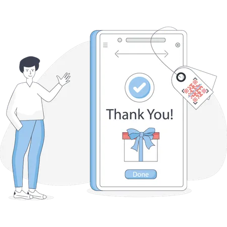 Scan and paying offer received gift  Illustration