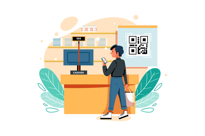 Scan code and make payment  Illustration