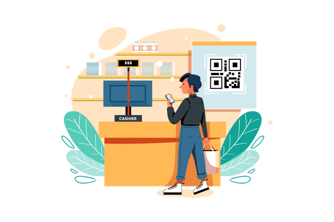 Scan code and make payment  Illustration