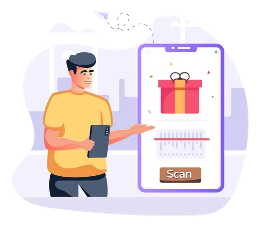 Ready To Use Flat Illustration Of Scan Gift Illustration