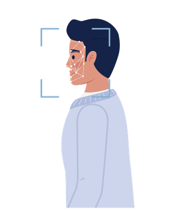 Numérisation du visage d'un homme  Illustration