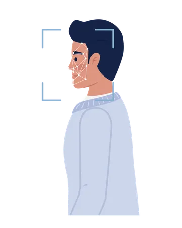 Numérisation du visage d'un homme  Illustration