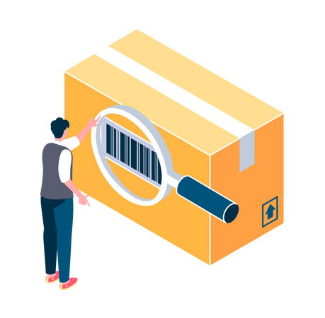 Scan parcel barcode  Illustration