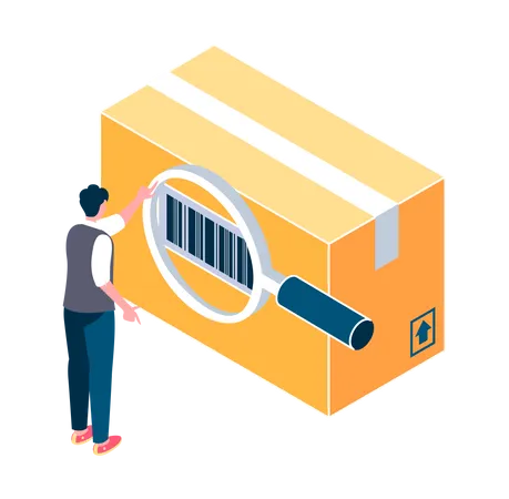 Scan parcel barcode  Illustration