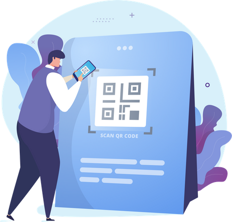 Scan QR code for online payment Illustration