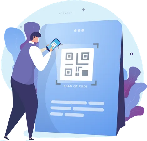Scan QR code for online payment Illustration