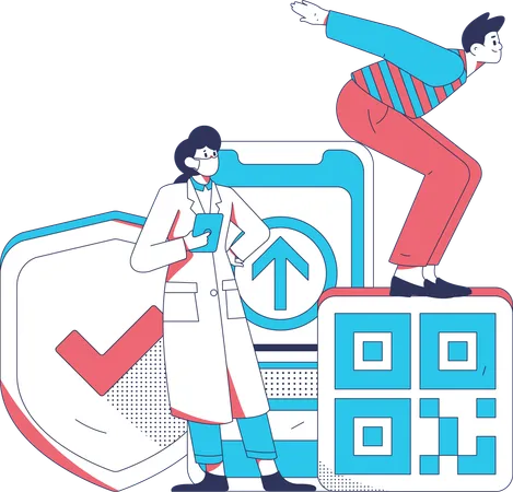 Scan QR code to pay medical bills  Illustration