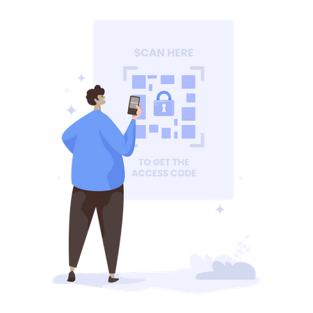 Scan QR code to unlock access  Illustration