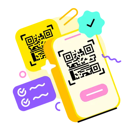 Zahlung mit Barcode scannen  Illustration