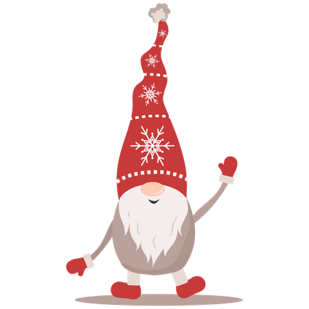 Scandinavian Christmas elves waiving hand  Illustration