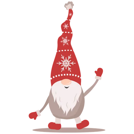 Scandinavian Christmas elves waiving hand  Illustration