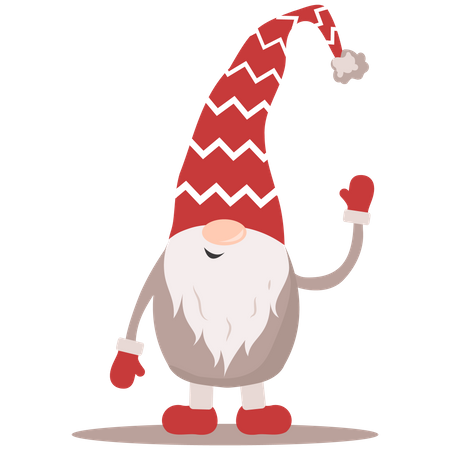 Scandinavian Christmas elves waving hand  Illustration