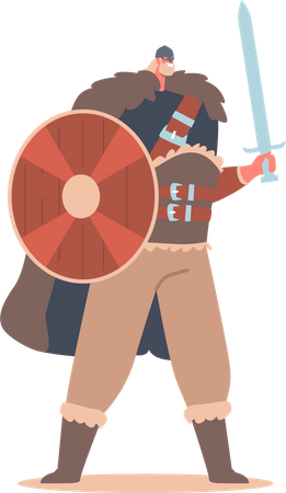 Scandinavian Warrior and Barbarian Soldier Illustration
