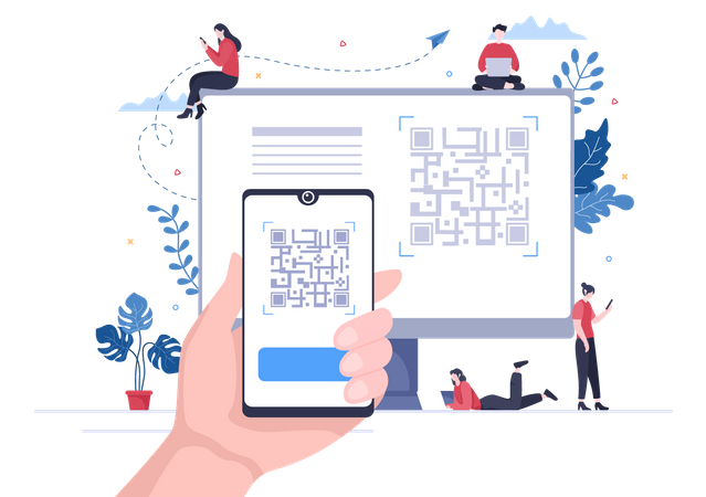 Scanner de code QR pour le paiement en ligne  Illustration