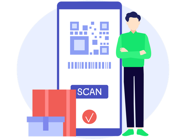 Scanning Parcel for customer delivery  Illustration