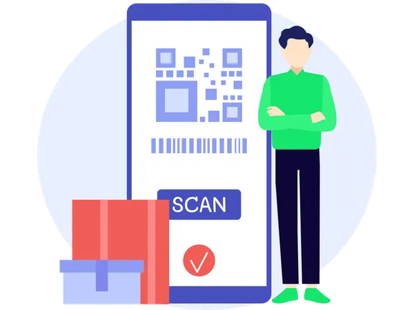 Scanning Parcel for customer delivery  Illustration