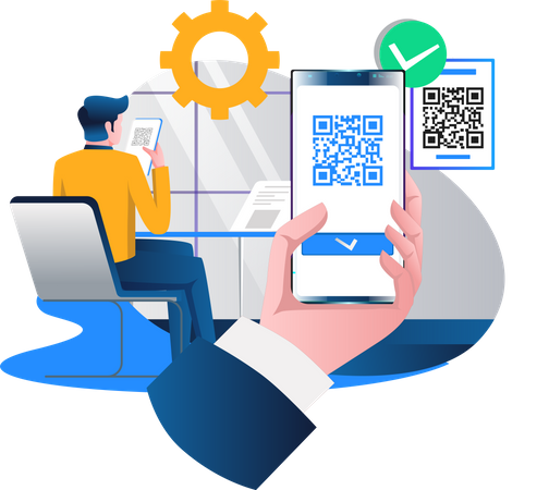 Scanning payment barcode  Illustration