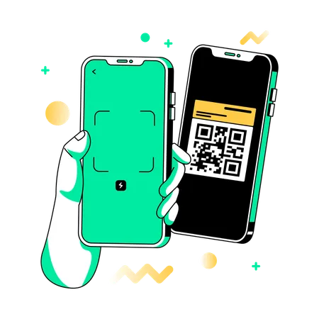 Scanning QR Code Between Smartphones  Illustration