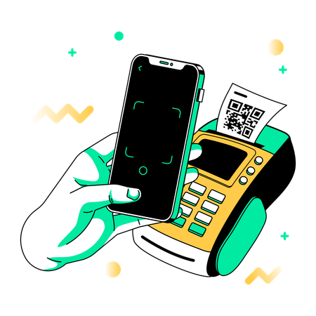 Scanning QR Code on an EDC Machine for Payments  Illustration