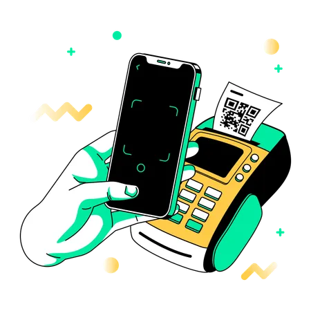 Scanning QR Code on an EDC Machine for Payments  Illustration
