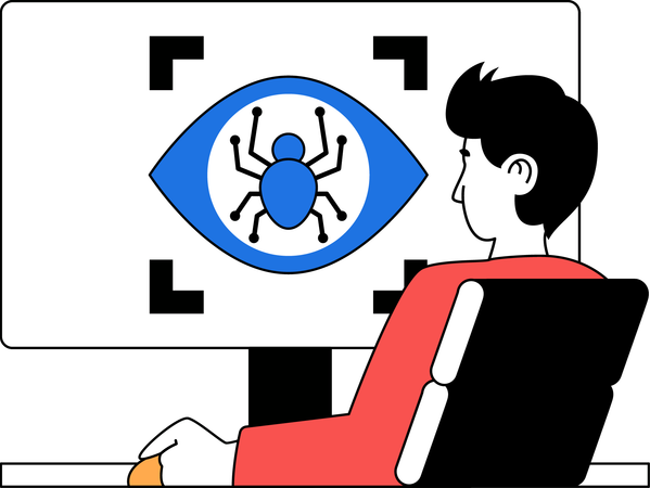 Scanning virus on computer  Illustration