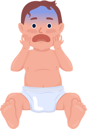 Scared baby boy grimacing  イラスト