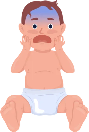 Scared baby boy grimacing  イラスト