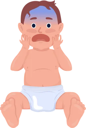 Scared baby boy grimacing  Illustration