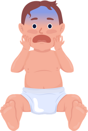 Scared baby boy grimacing  イラスト
