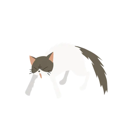 怖がる猫  イラスト