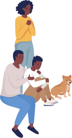 Scared Family Members Semi Flat Color Vector Characters Posing Figures Full Body People On White Nervous Anticipation Isolated Modern Cartoon Style Illustration For Graphic Design And Animation Illustration