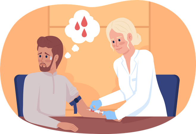 Scared patient at blood collection procedure  Illustration