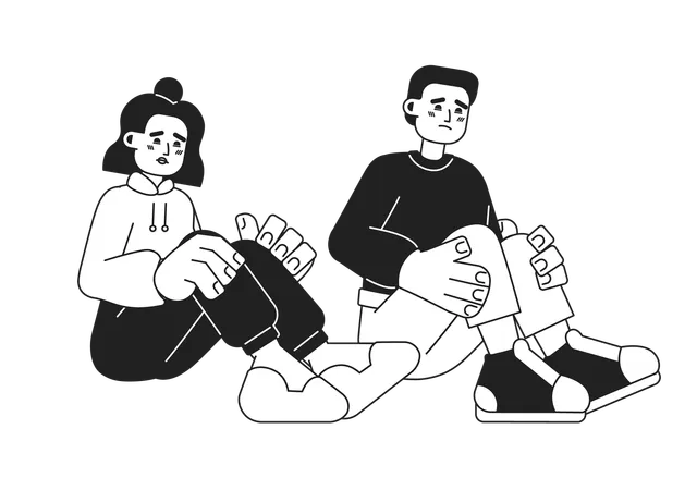 Scared people sitting  Illustration