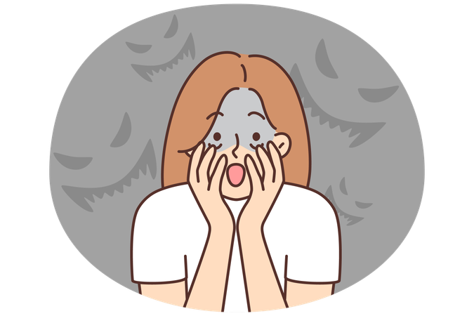 Scared woman feel afraid  Illustration