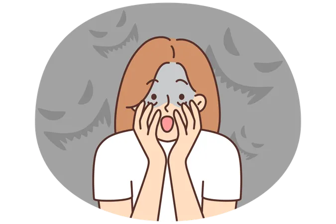 Scared woman feel afraid  Illustration