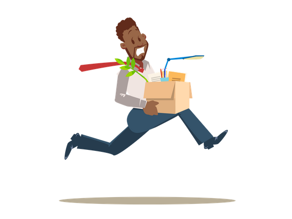 Scared Worker Running from Office  Illustration