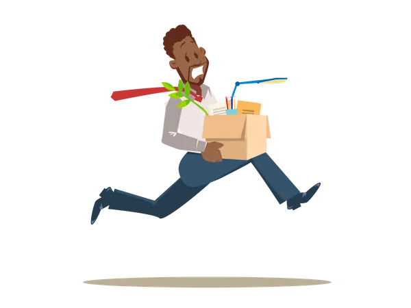 Scared Worker Running from Office  Illustration