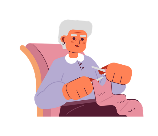 Scarf knitting granny  일러스트레이션