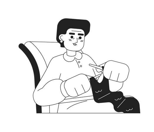 Scarf knitting granny  일러스트레이션