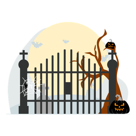 Scary cemetery gate  Illustration