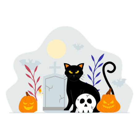 Scary halloween cat  Illustration