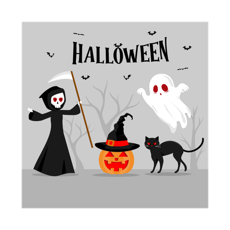 Scary Halloween characters  Illustration