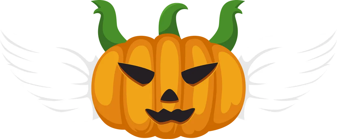 Scary Halloween Pumpkin with Wings  Illustration