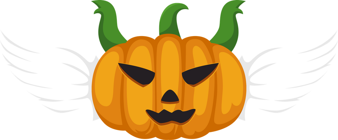 Scary Halloween Pumpkin with Wings  Illustration