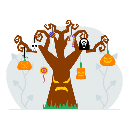 Scary halloween tree  Illustration